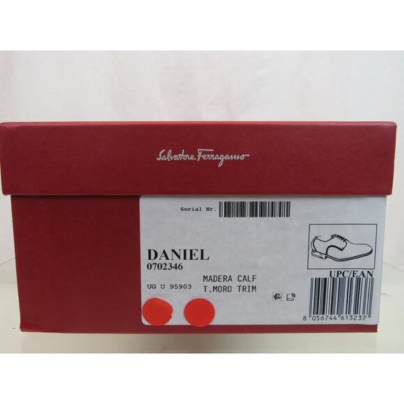 NIB FERRAGAMO DANIEL BURNISHED BROWN BROGUE LEATHER LACE UP DERBY OXFORDS 9.5 E main image 10